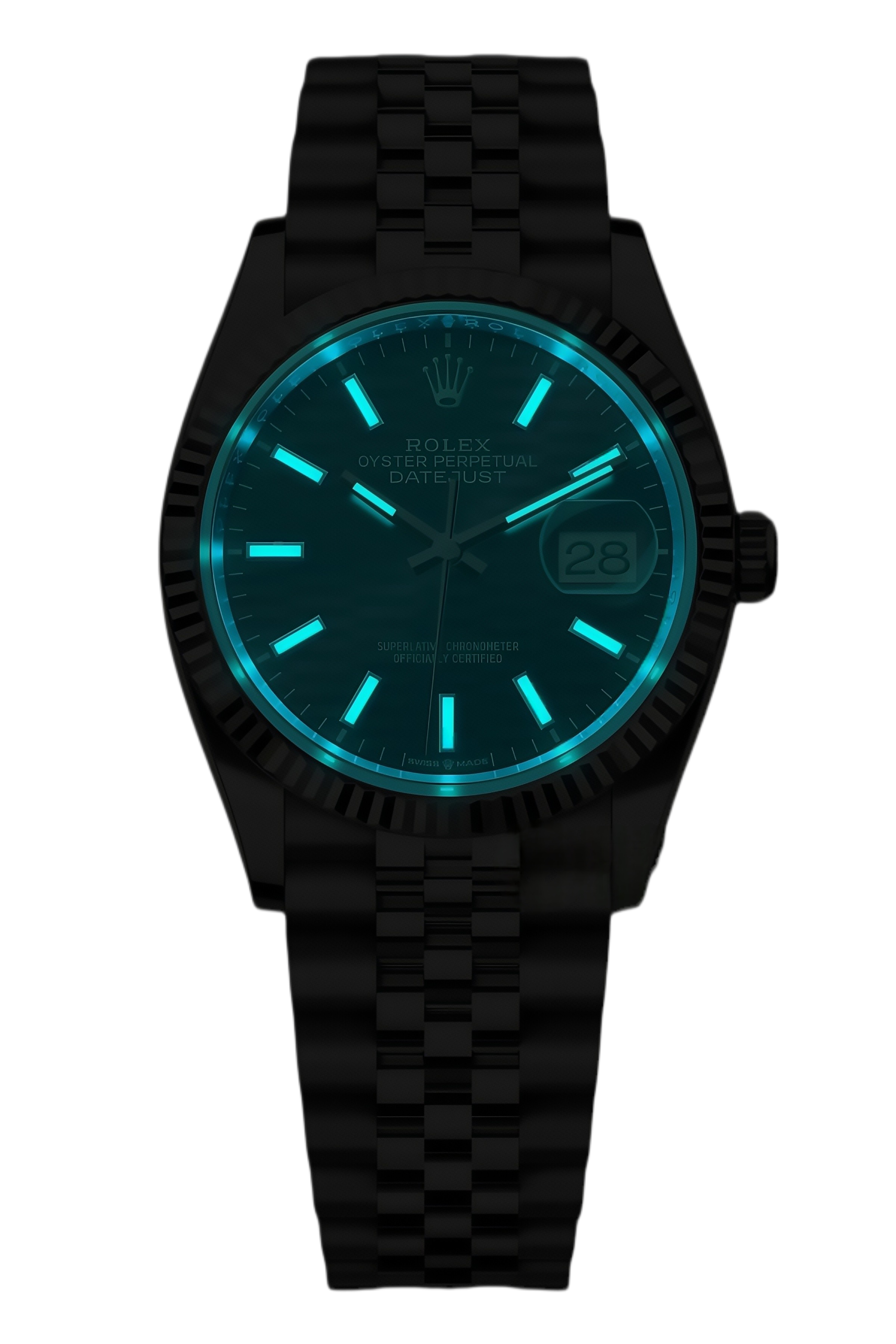 Rolex Datejust 36mmSuper Clone Swiss ReplicaWatch Blue Fluted Dial Ref 126234 3235 Swiss Movement