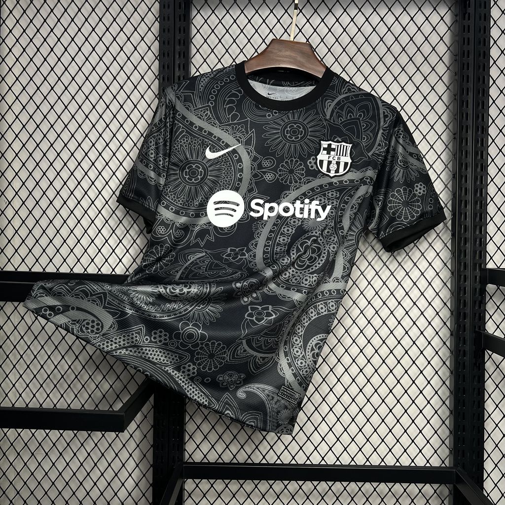 ManixJersey.com | Barcelona 24-25 Black Grey Pattern Jersey - Fans Version -Customize Name, Number and Patch | Worldwide Shipping