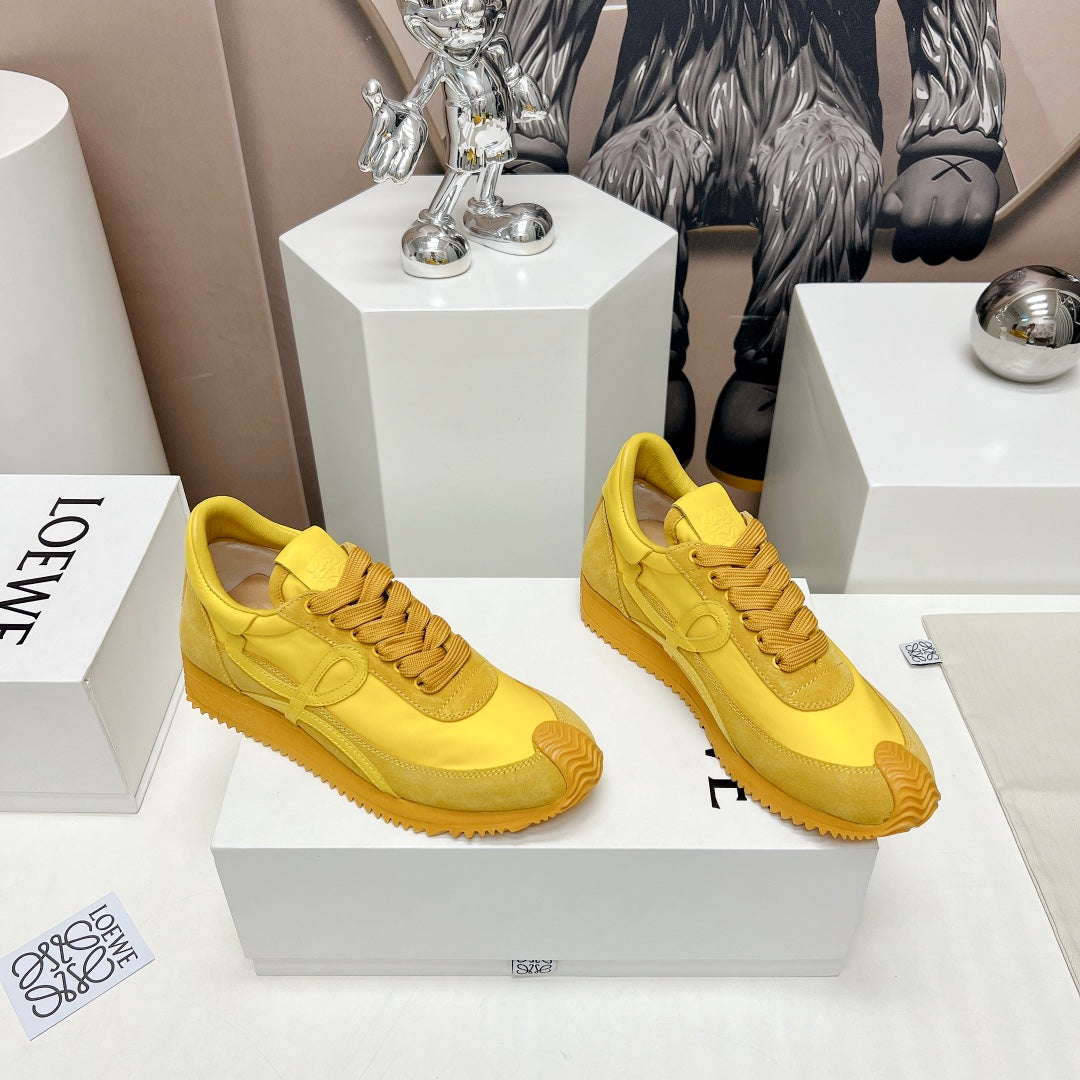 FLOW RUNNER SNEAKER IN SUN YELLOW SUEDE AND SHEEPSKIN、mysite、Cacoeks
