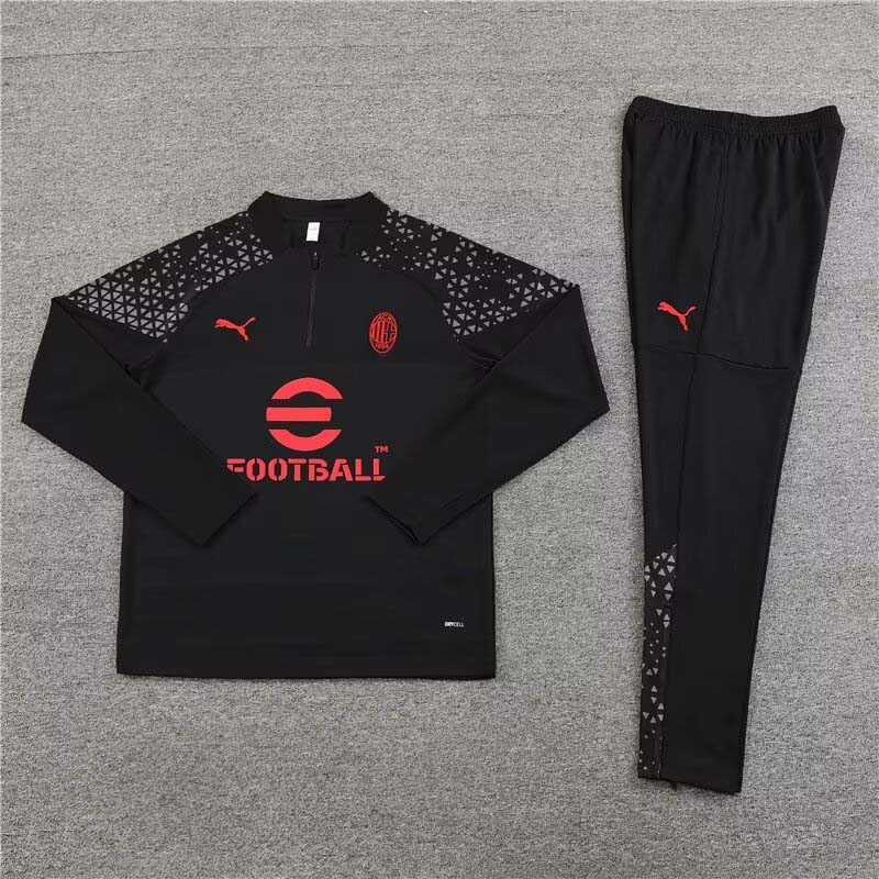 2023/2024 AC Milan Half-Pull Training Suit Black Football Shirt 1:1 Thai Quality Set:football jersey mysite: unitedjerseyfootball 邓江浪:football
