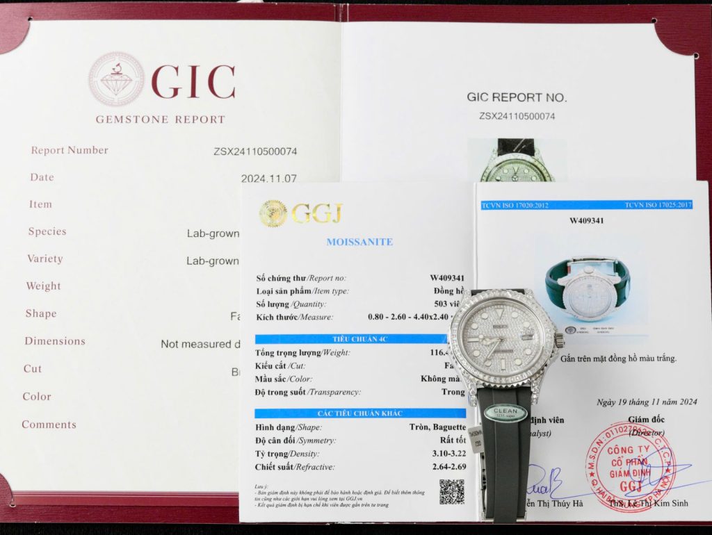 Đồng Hồ Rolex Yacht-Master Chế Tác Full Kim Cương Moissanite Dây Cao Su 42mm (2)