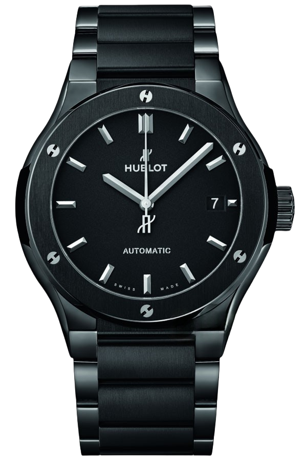 Hublot Classic Fusion Ref. 510.CM.1170.CM Super Clone Watch – Titanium Black Dial Ceramic Bezel Rubber Strap Fake Replica