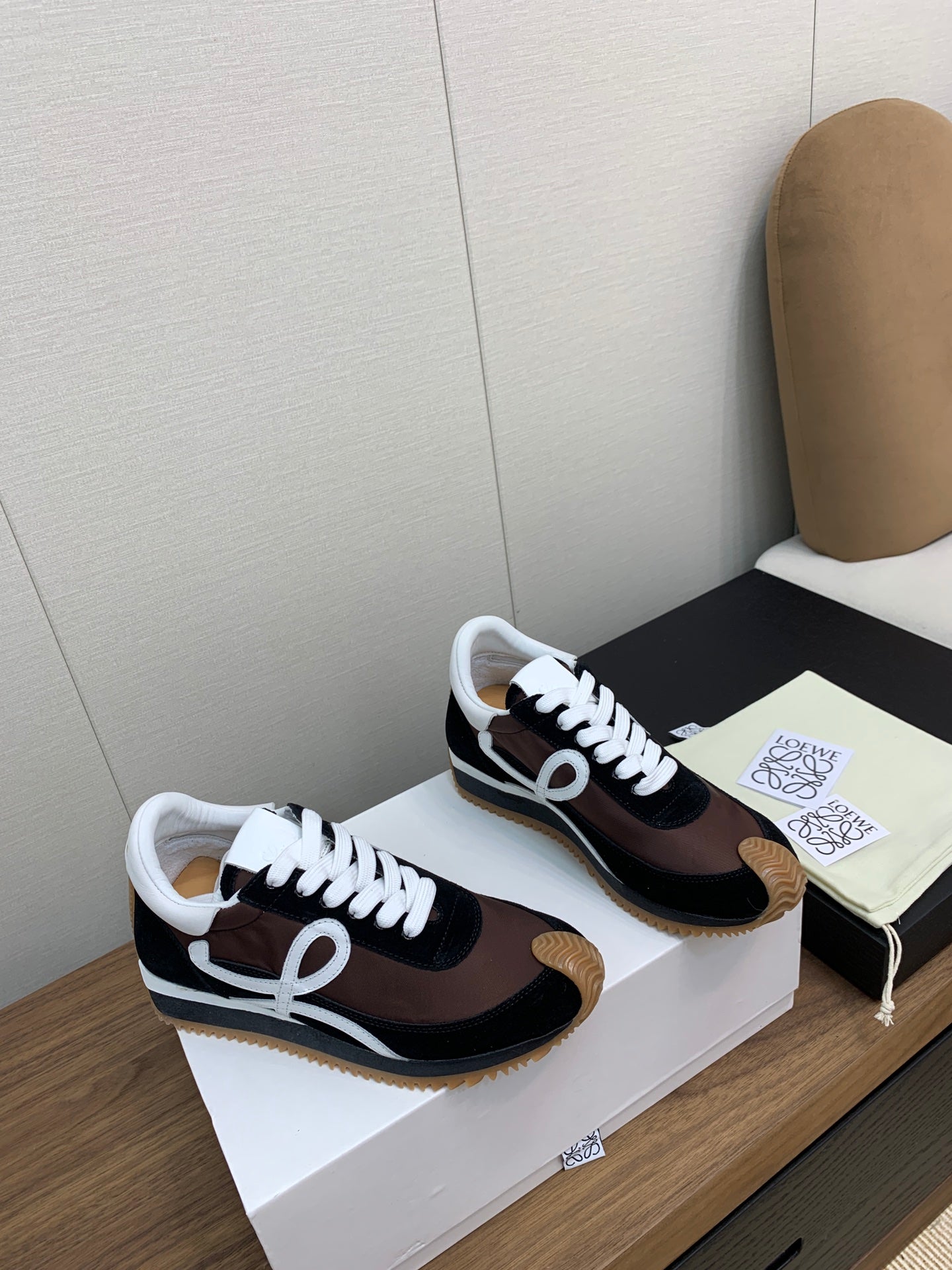 LW FLOW RUNNER SNEAKER BROWN BLACK SUEDE、mysite、Cacoeks