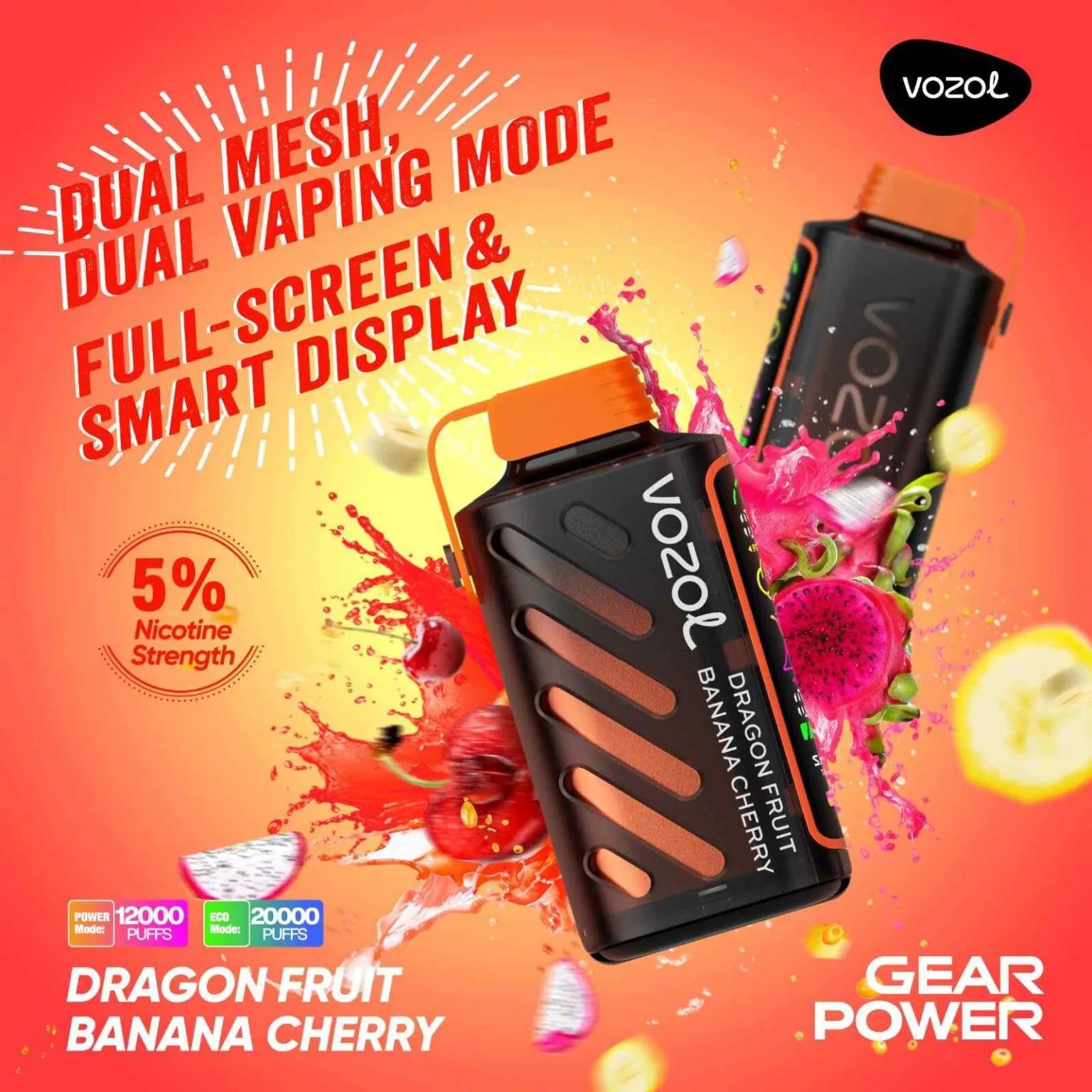  VOZOL Gear Power 20000 Puffs 50mg Dual Mode Disposable Vapevpae005 vapeing vape