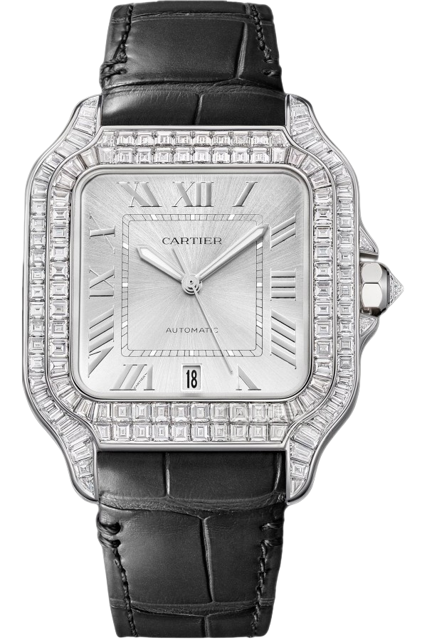 Cartier Santos Ref. HPI01687 Super Clone Watch – Black Dial Stainless Steel Fake Replica