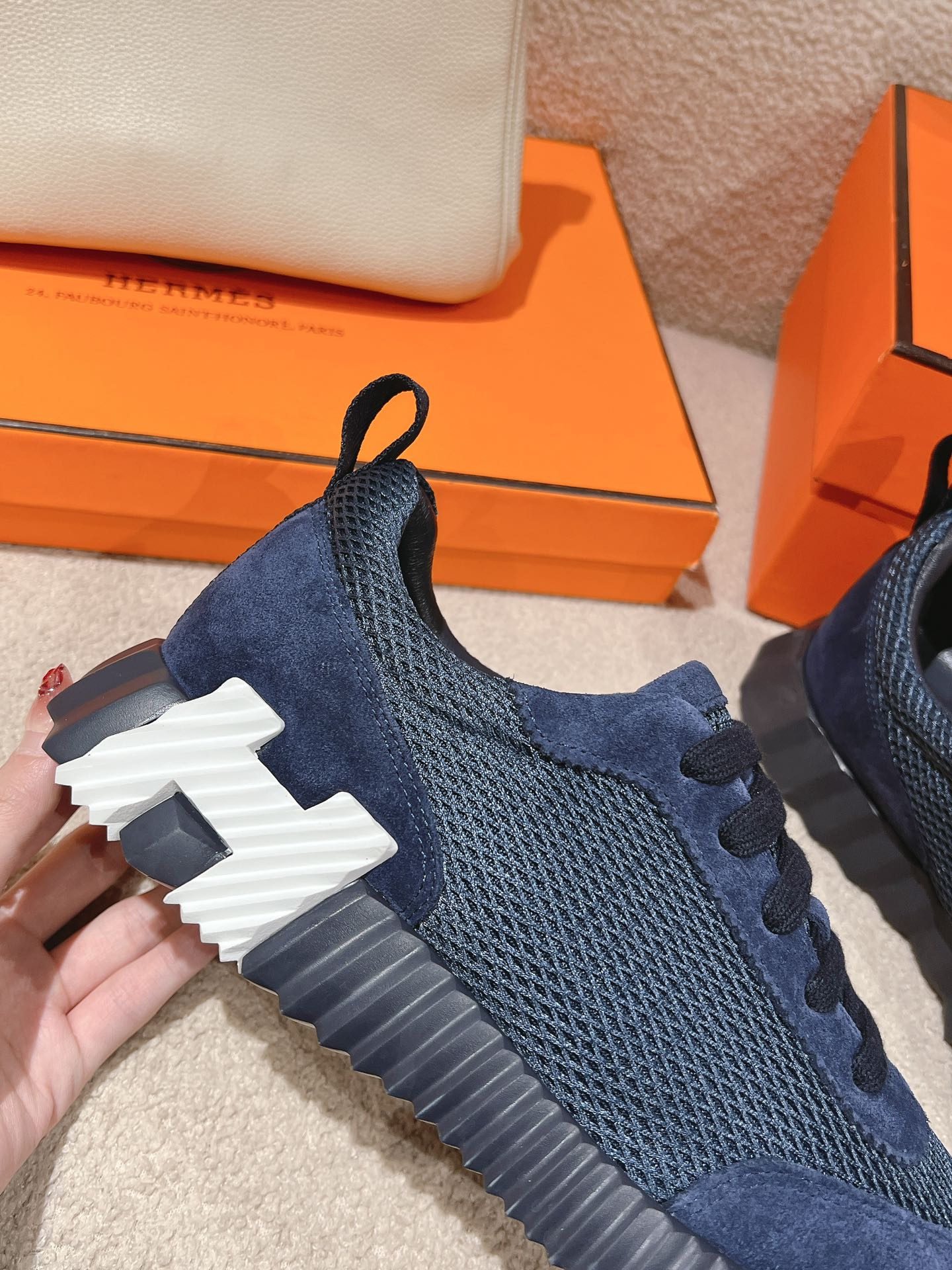 MAINLAND SNEAKER IN CLASSIC BLUE SUEDE AND BREATHABLE MESH FABRIC、mysite、Cacoeks