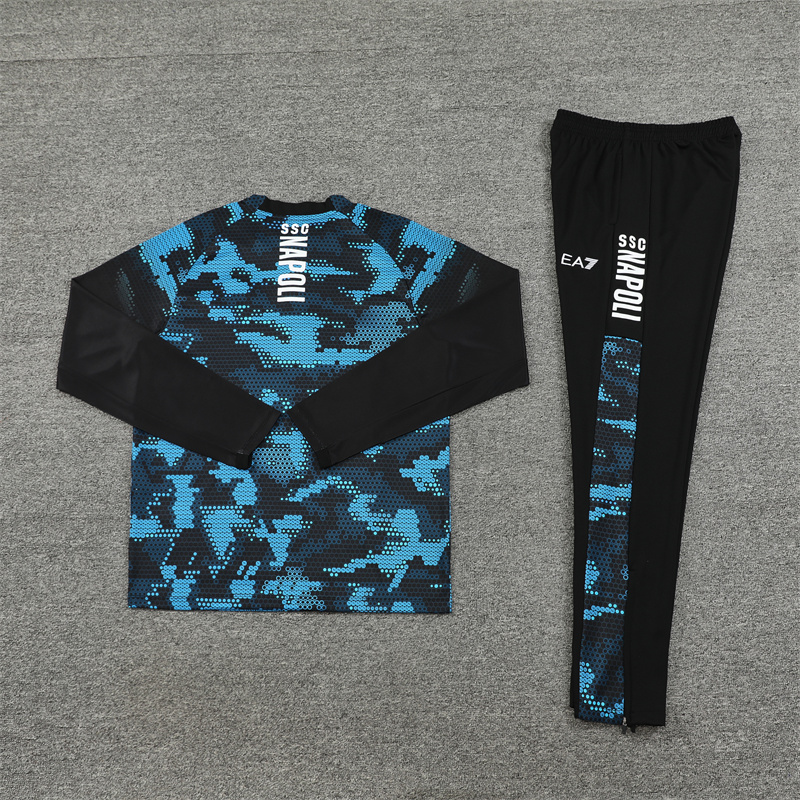 JerseysGala.com | Napoli 24-25 Long Sleeve Training Set - Black Blue -Customize Name, Number and Patch | Worldwide Shipping