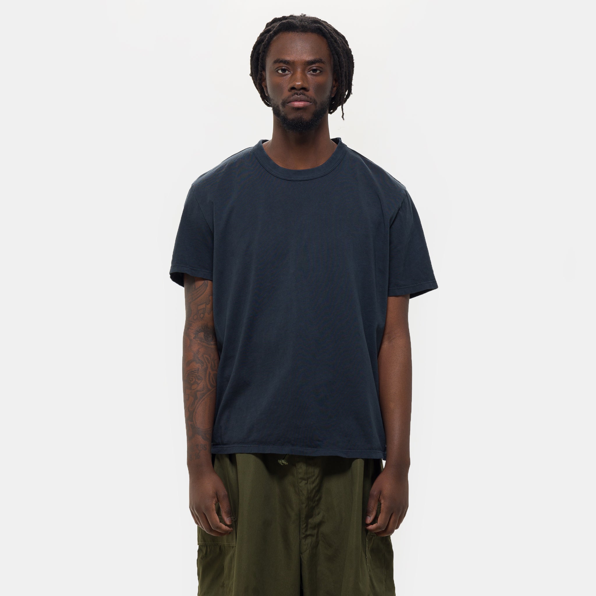 Lightweight Binded Neck T-Shirt in Faded Black