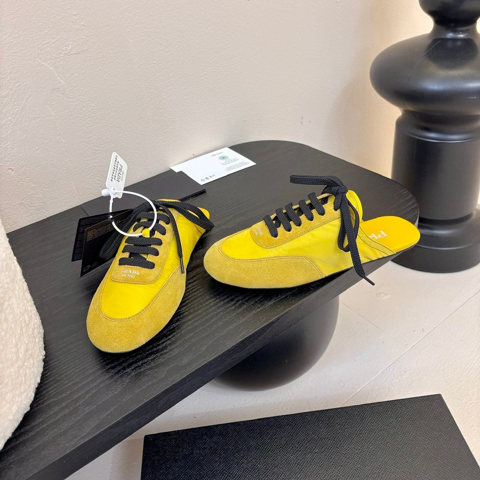 SNEAKER MULES IN YELLOW NYLON AND SUEDE、mysite、Cacoeks