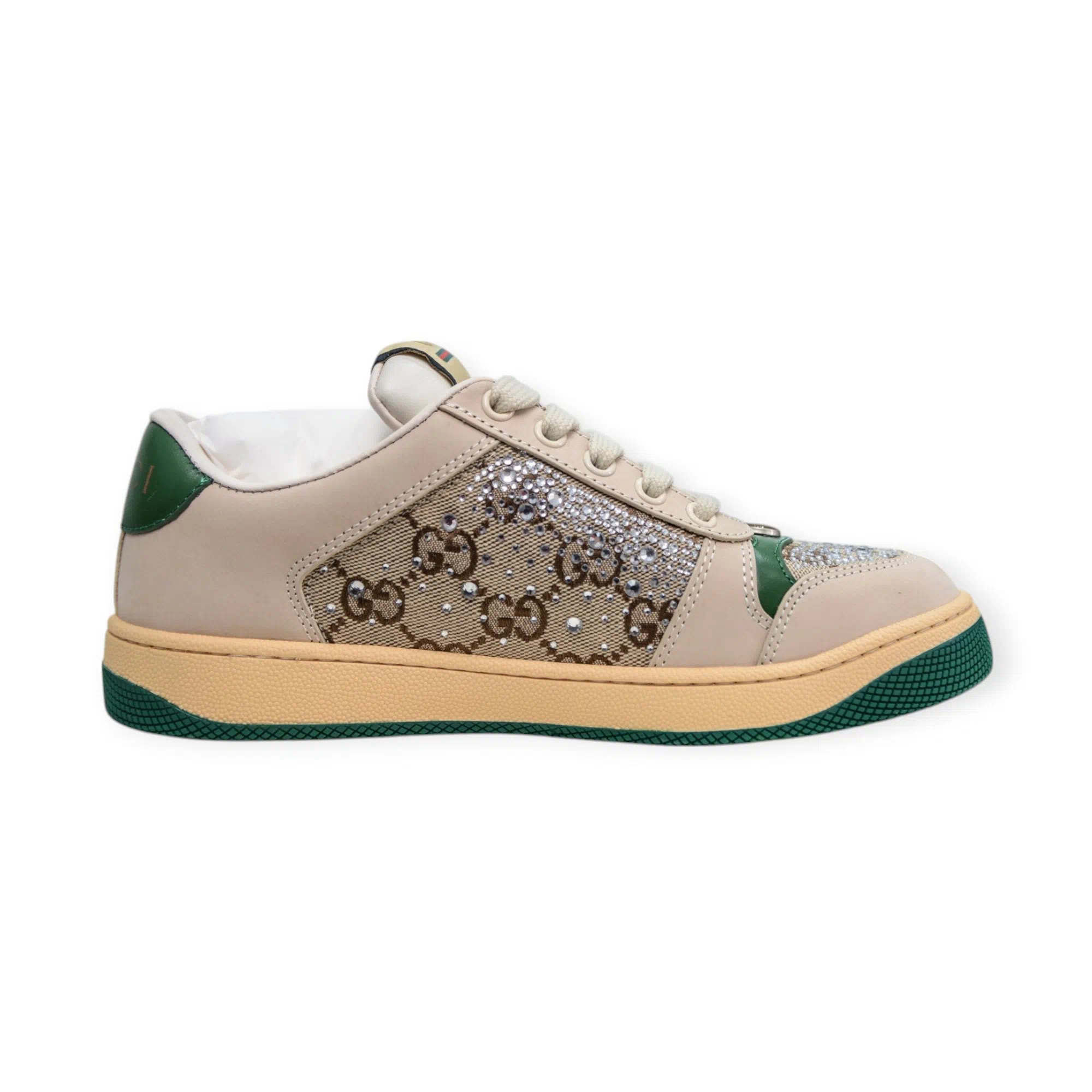 Gucci Screener Sneaker W/ Multi-Dimensional Crystals In Ivory、mysite、Cacoeks