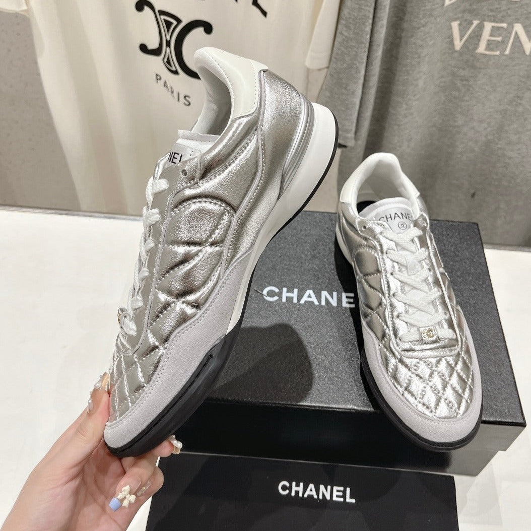 Double C New Quilted Panda Shoes Silver Sheepskin、mysite、Cacoeks