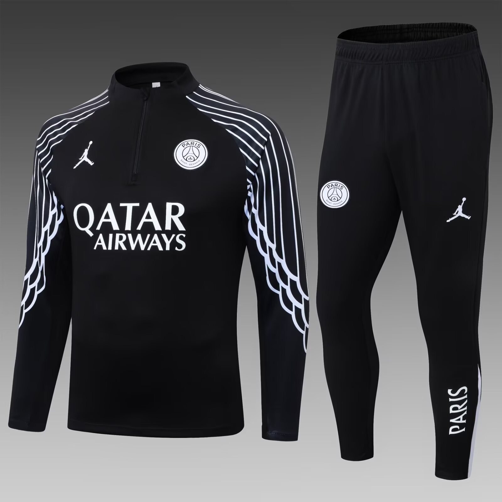 2025/2026 Psg Paris Saint-Germain Half-Pull Training Suit Black Football Shirt 1:1 Thai Quality Set:football jersey mysite: unitedjerseyfootball 邓江浪:football