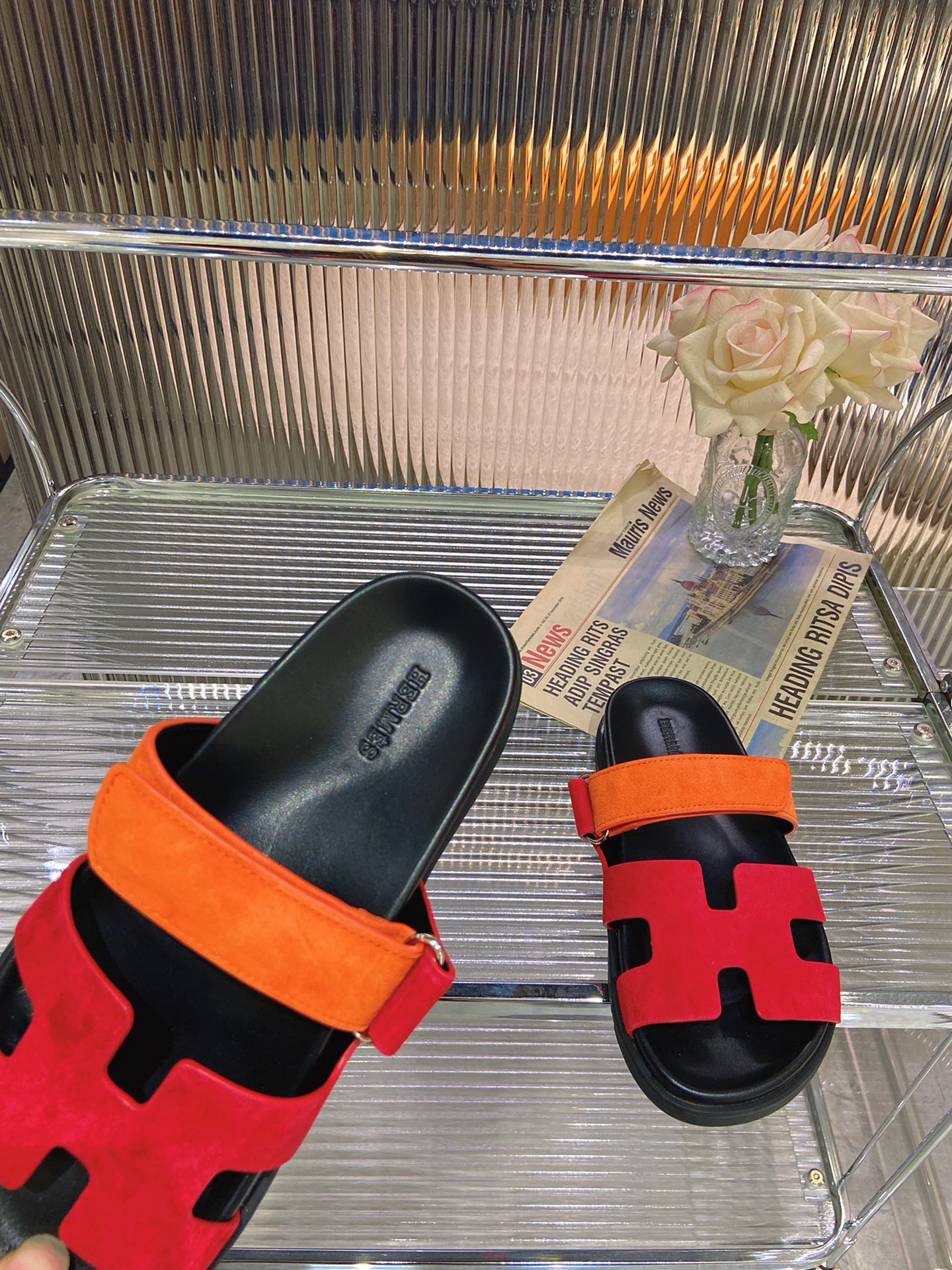 CHYPRE SANDAL RED MIX ORANGE SUEDE、mysite、Cacoeks