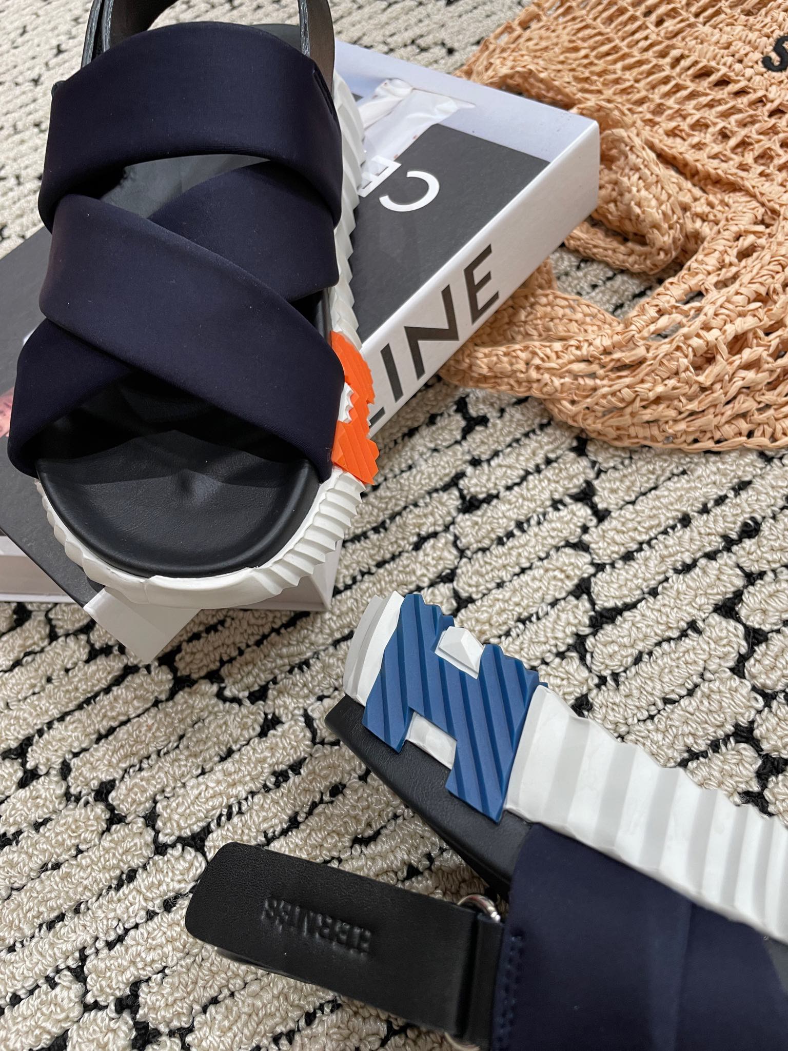 ELECTRIC SANDAL BLACK MIX CHARCOAL BLACK CALFSKIN、mysite、Cacoeks