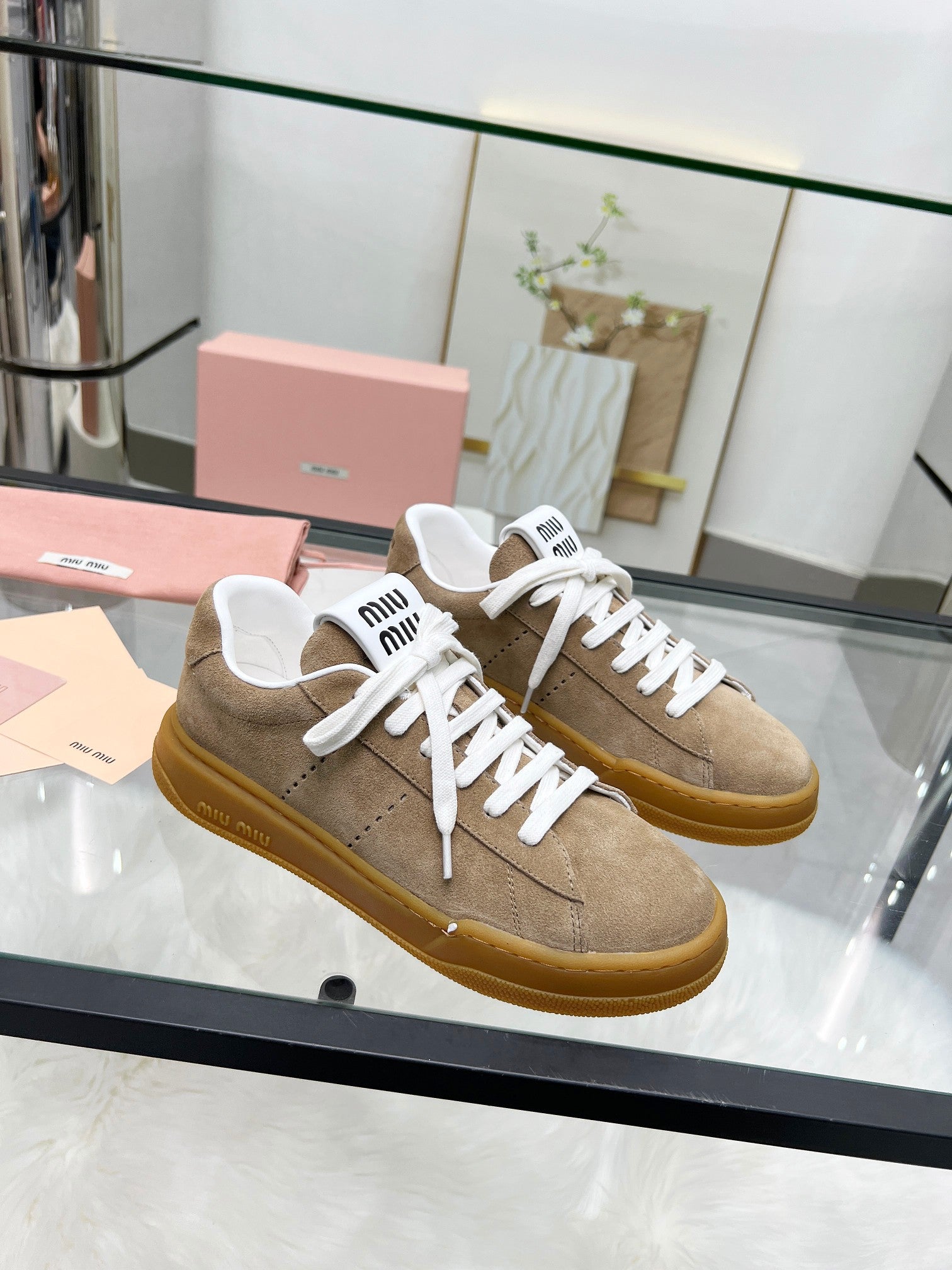 ECRU SNEAKERS IN BROWN BLEACHED SUEDE、mysite、Cacoeks