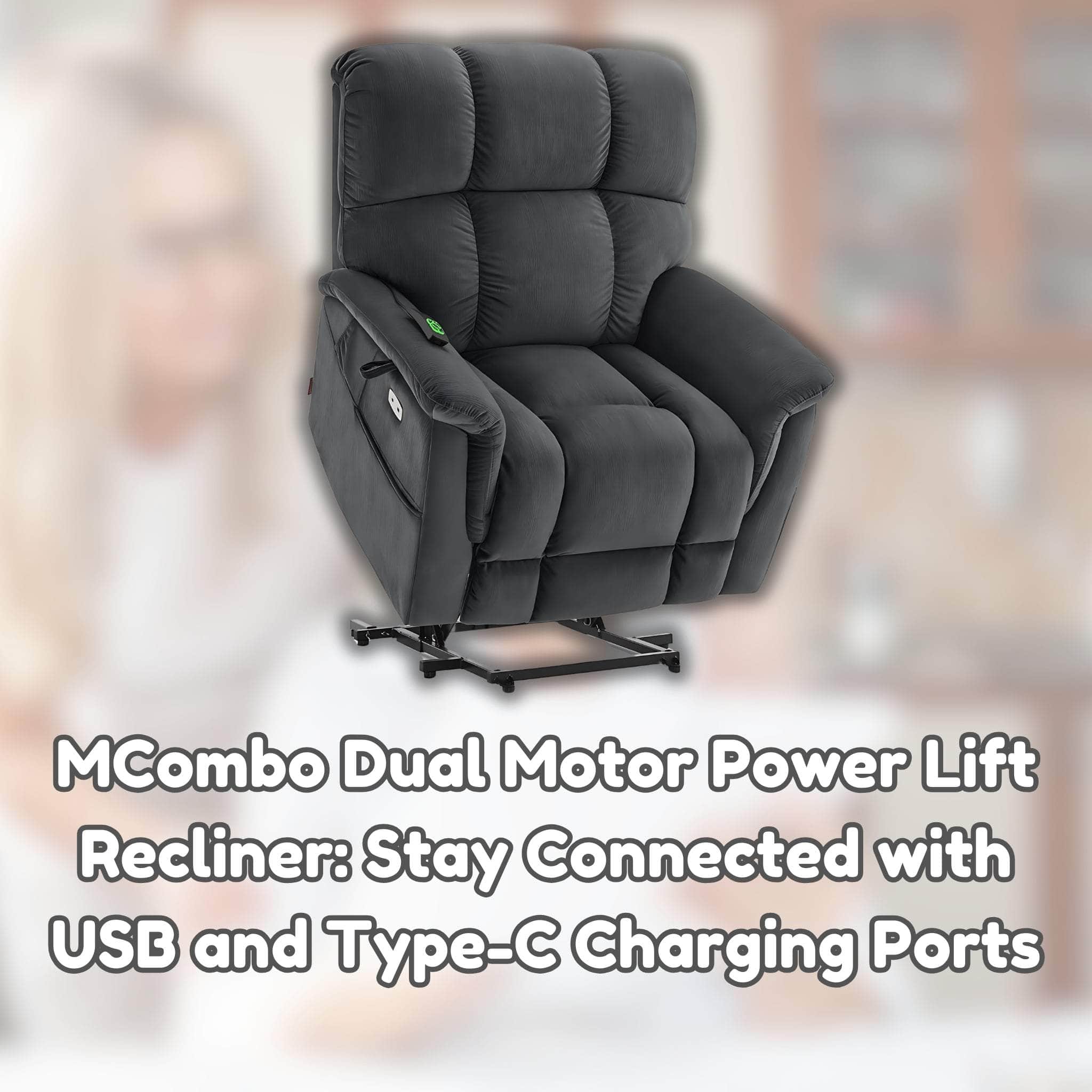 MCombo Dual Motor Power Lift Recliner: Stay Connected with USB and Type-C Charging Ports