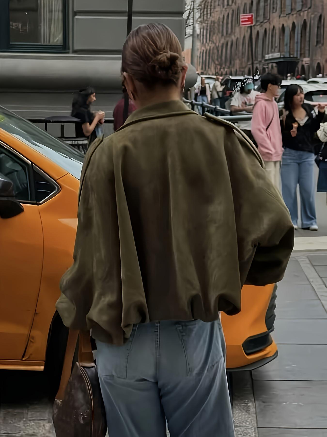 Women's Military Jacket, Army Green Loose Fit Coat For Spring & Autumn
