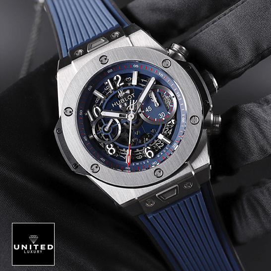 Hublot Big Bang Unico Blue 84.394.-5471.NL_.7112.RX Replica on the hand