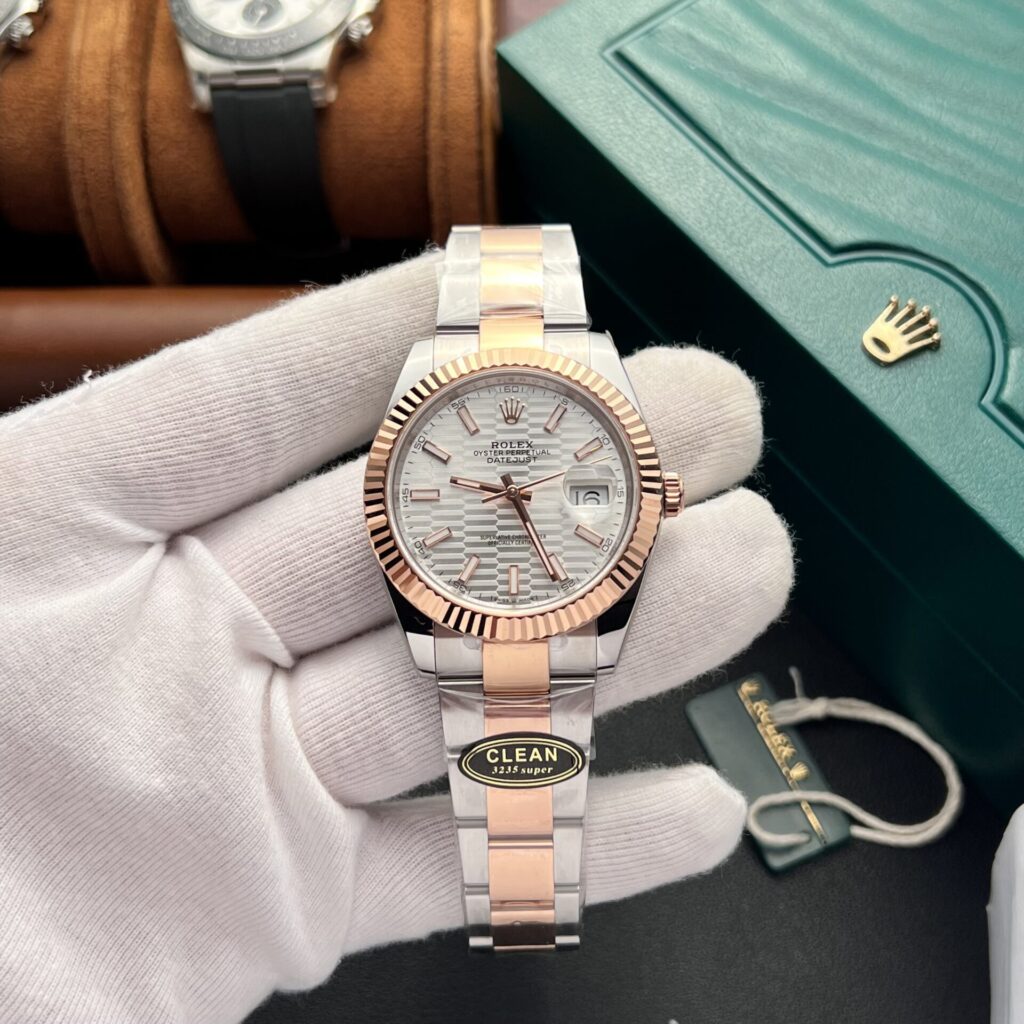 Đồng Hồ Rolex DateJust Mặt Nếp Gấp Màu Bạc Dây Oyster Clean 41mm (3)