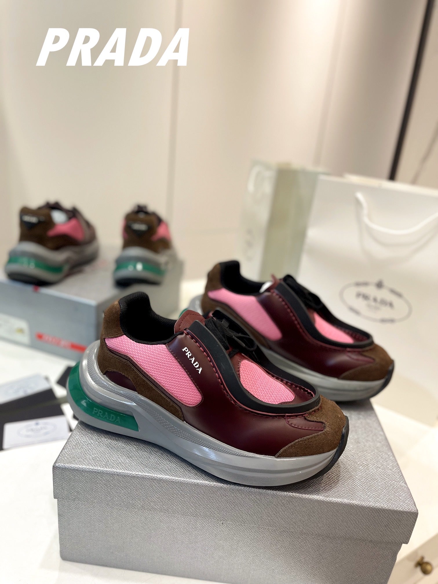 PRA SYSTEME BRUSHED SNEAKERS WINE AND PINK CALFSKIN、mysite、Cacoeks
