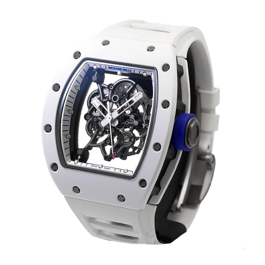 richard mille rm55 kv white ceramic bubba watson japan blue skeleton dial m8215 replica 1