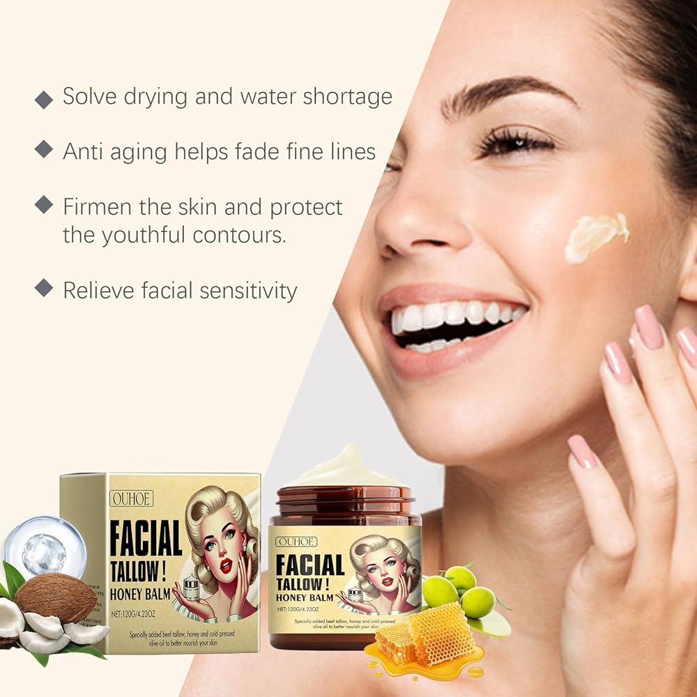 Amazon.com: YJLYQF Tallow and Honey Balm for Face, Tallow Face Moisturizer  Natural Organic Tallow Balm for Hydrating, Repair Soothing Sensitive Skin,  Reduce Fine Lines : Beauty & Personal Care