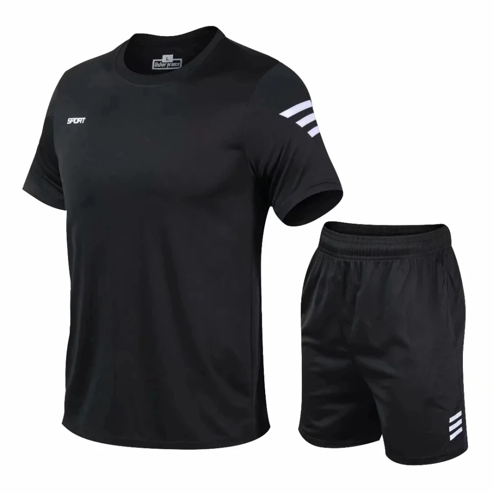 2 Pcs/Set Men's Running Sets Summer Sportswear Gym Fitness Sport Suits Compression Clothing Training Workout Tracksuits For Men