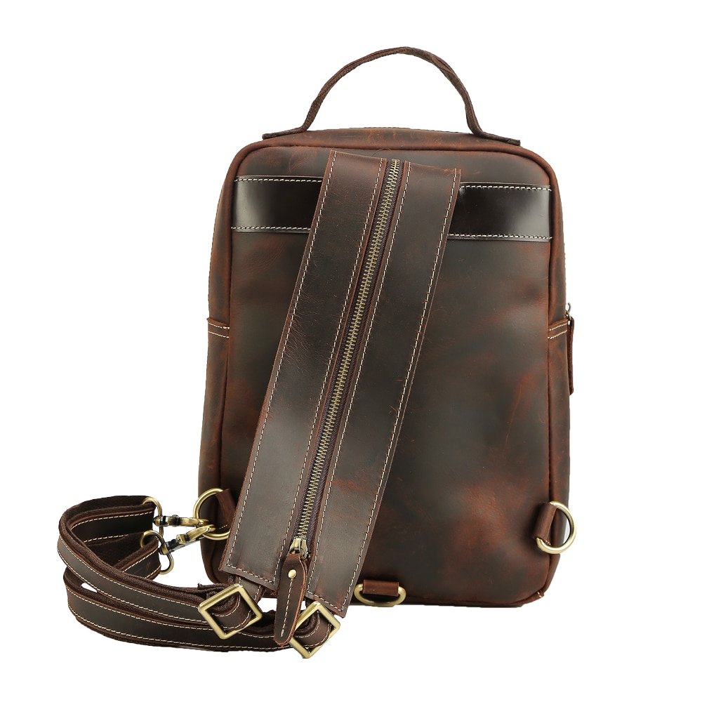 Back Display of Woosir Mens Convertible Cowhide Leather Backpack