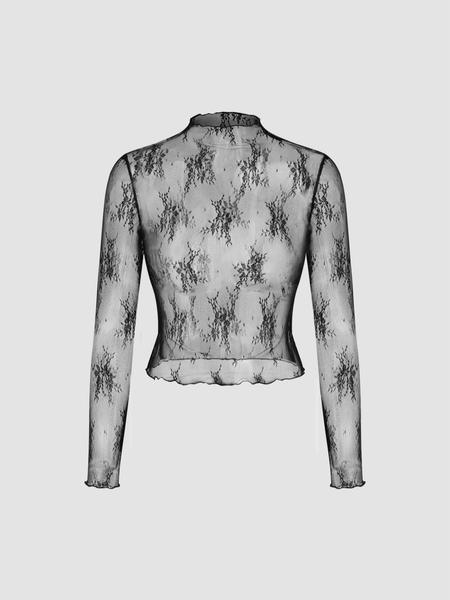Women's Solid Color Lace Tee & Pocket Jumpsuit Two-piece Set, Elegant Fashion Casual Zipper Back Cami Jumpsuit & Long Sleeve Top for Daily Outdoor Wear, Women's Clothing for Spring & Fall