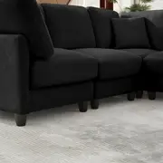 7pcs l shaped fabric fabric sofa free combination soft and comfortable suitable for living room bedroom hotel   office reception and   dark gray beige   details 4