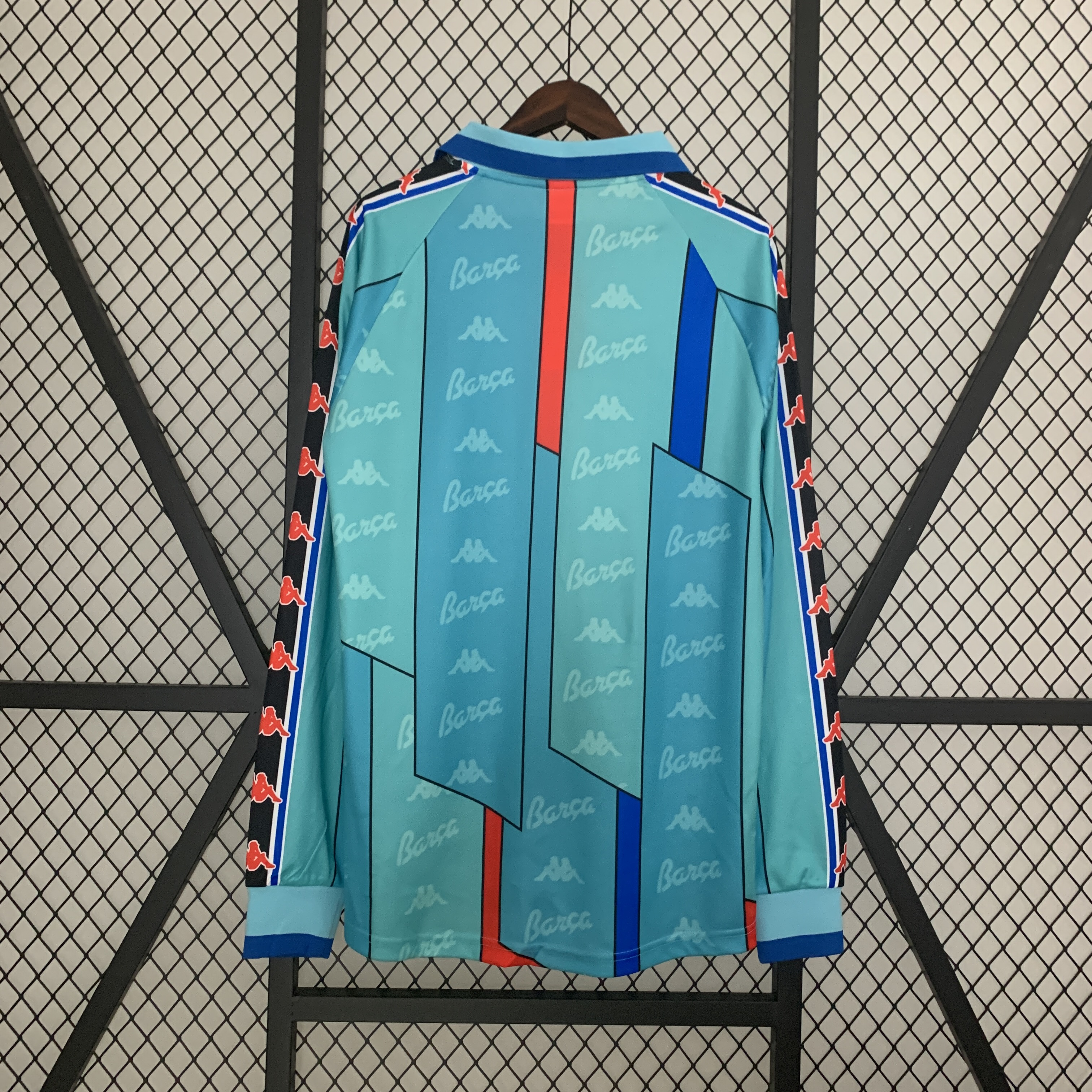 Higojerseys-Retro Barcelona 96-97 Away Stadium Long Sleeve Jersey