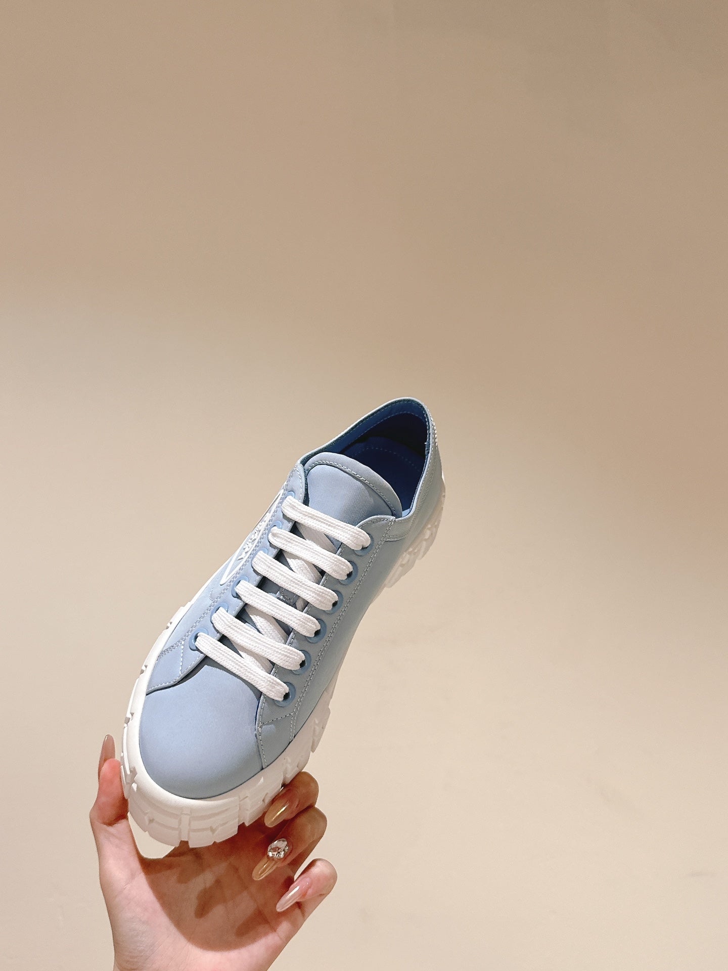 PRA DOUBLE WHEEL RE-NYLON GABARDINE SNEAKERS SKY CALFSKIN、mysite、Cacoeks