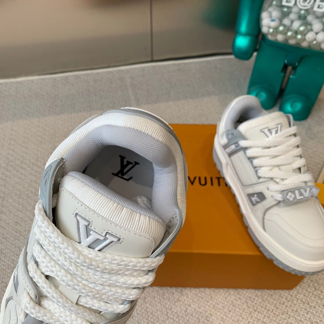 LV TRAINER MAXI SNEAKER IN WHITE MIX DOVE GRAY CALFSKIN、mysite、Cacoeks