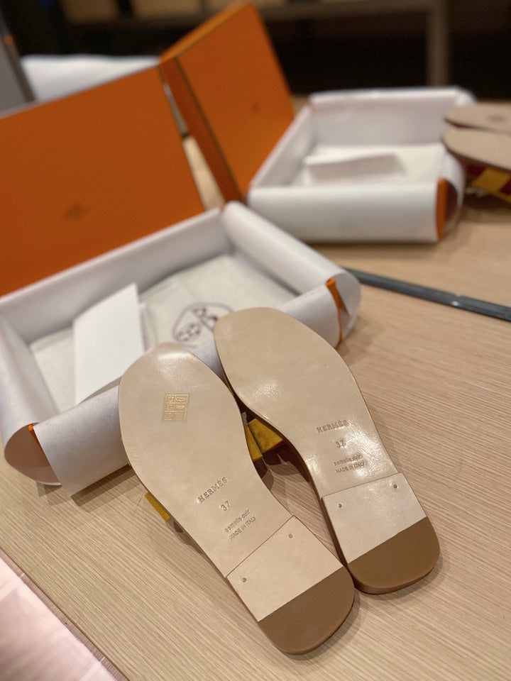 0RAN SANDALS IN DIJON YELLOW SUEDE AND DEEP PINK CALFSKIN、mysite、Cacoeks