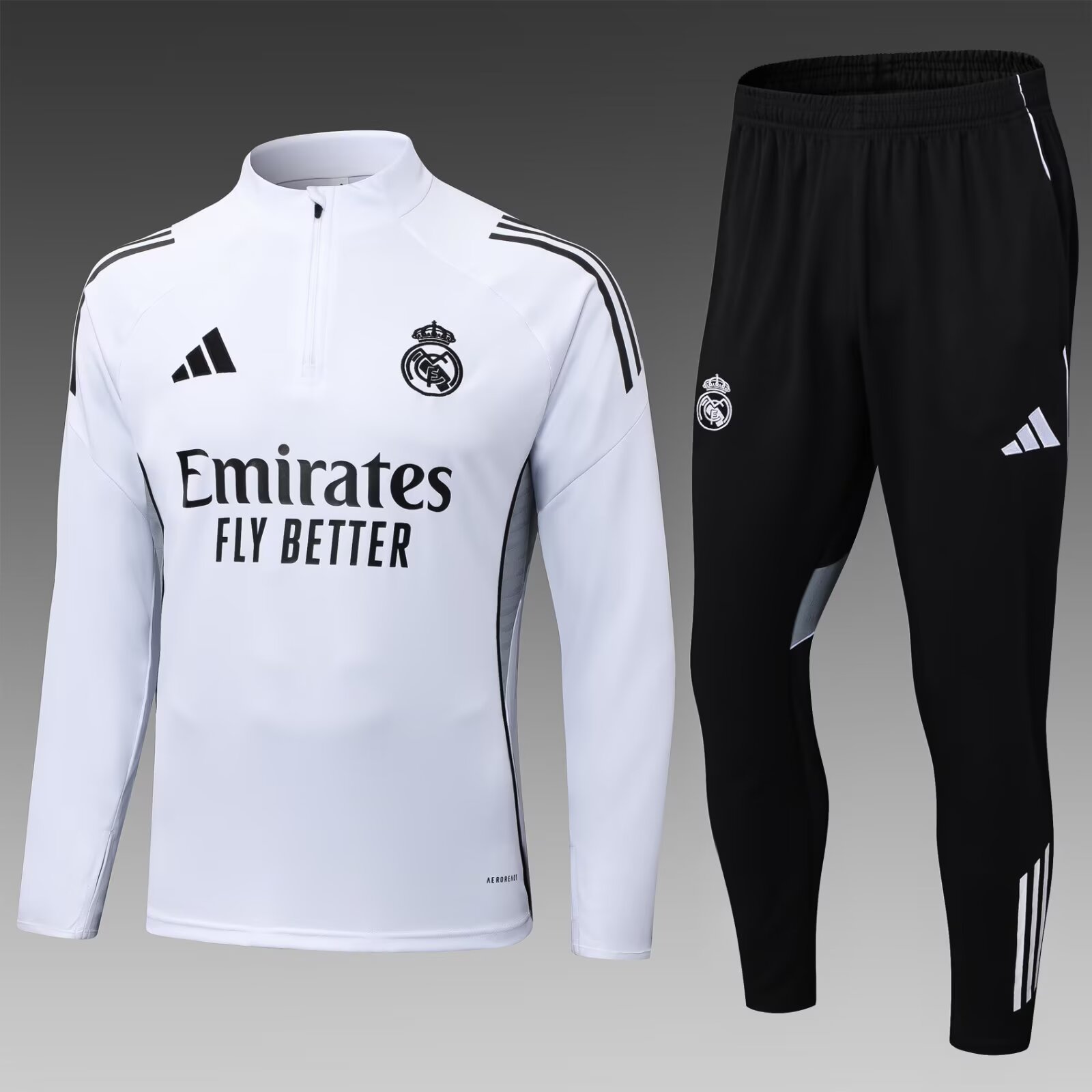 2025/2026 Real Madrid Half-Pull Training Suit White Football Shirt 1:1 Thai Quality Set:football jersey mysite: unitedjerseyfootball 邓江浪:football