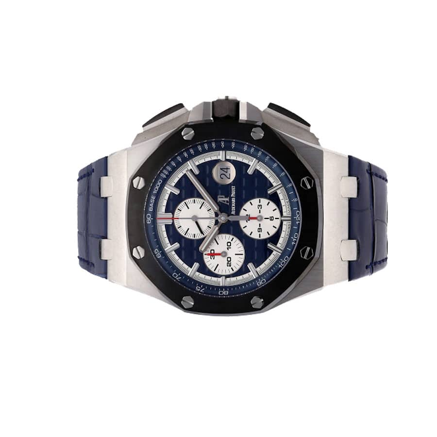 audemars piguet royal oak offshore novelty chronograph platinum blue black 26401po oo a018cr 01 01