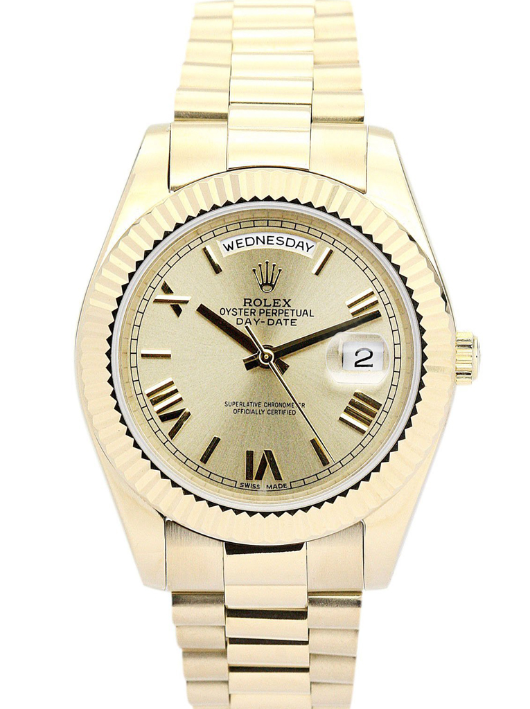 Replica Rolex Day-Date II 41mm Gold Dial 218238-fasswatch