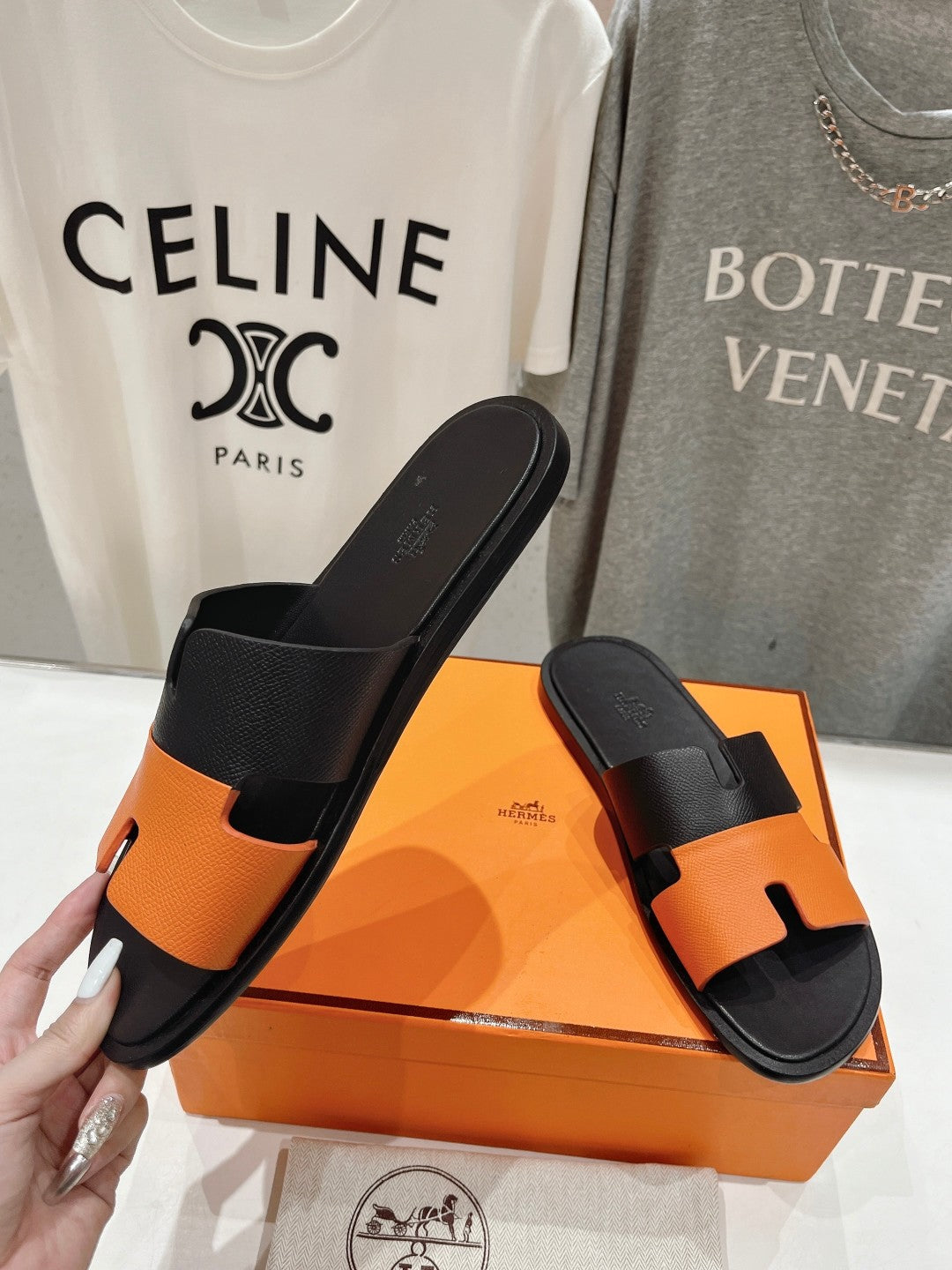 IZMIR SANDAL BLACK MIX ORANGE LAMBSKIN、mysite、Cacoeks