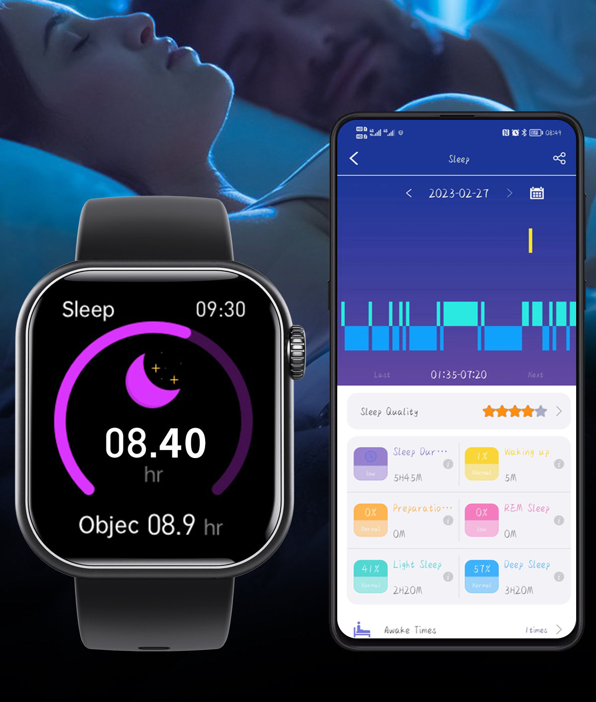 Bearscome BCF57 Blood Sugar Blood Pressure Heart Rate Blood oxygen Sleep Monitoring Waterproof Smartwatch 52 9c4846396b7b141bc90aa92a42bb7d94