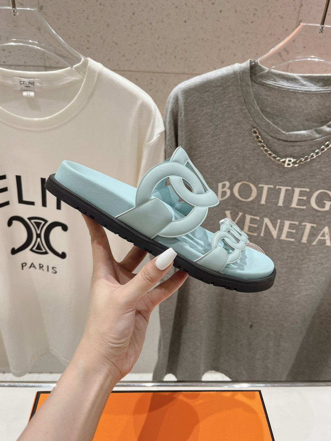 EXTRA SANDAL PASTEL PASTEL BLUE CALFSKIN、mysite、Cacoeks