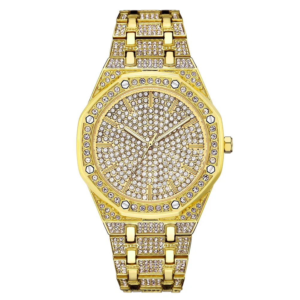 Men&prime;s Gypsophila Diamond Watch Fashion Full Diamond Large Dial Waterproof Quartz Watch