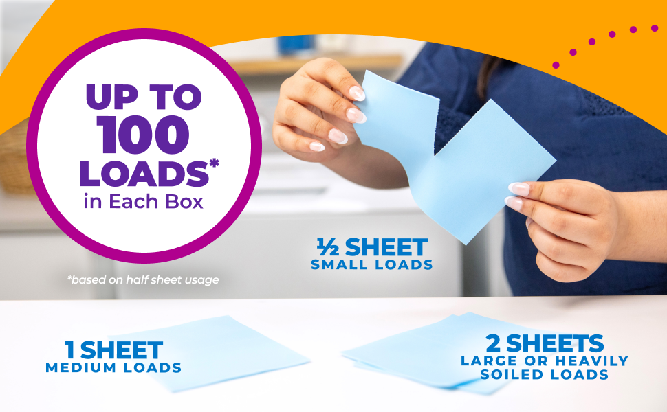 Up to 100 loads* in each box *based on half sheet usage