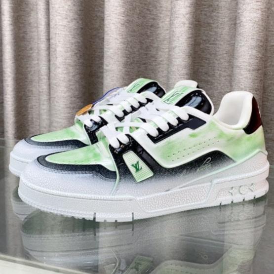 LV TRAINER SNEAKERS IN LIGHT GREEN OMBRE MIX COLORFUL CALFSKIN、mysite、Cacoeks