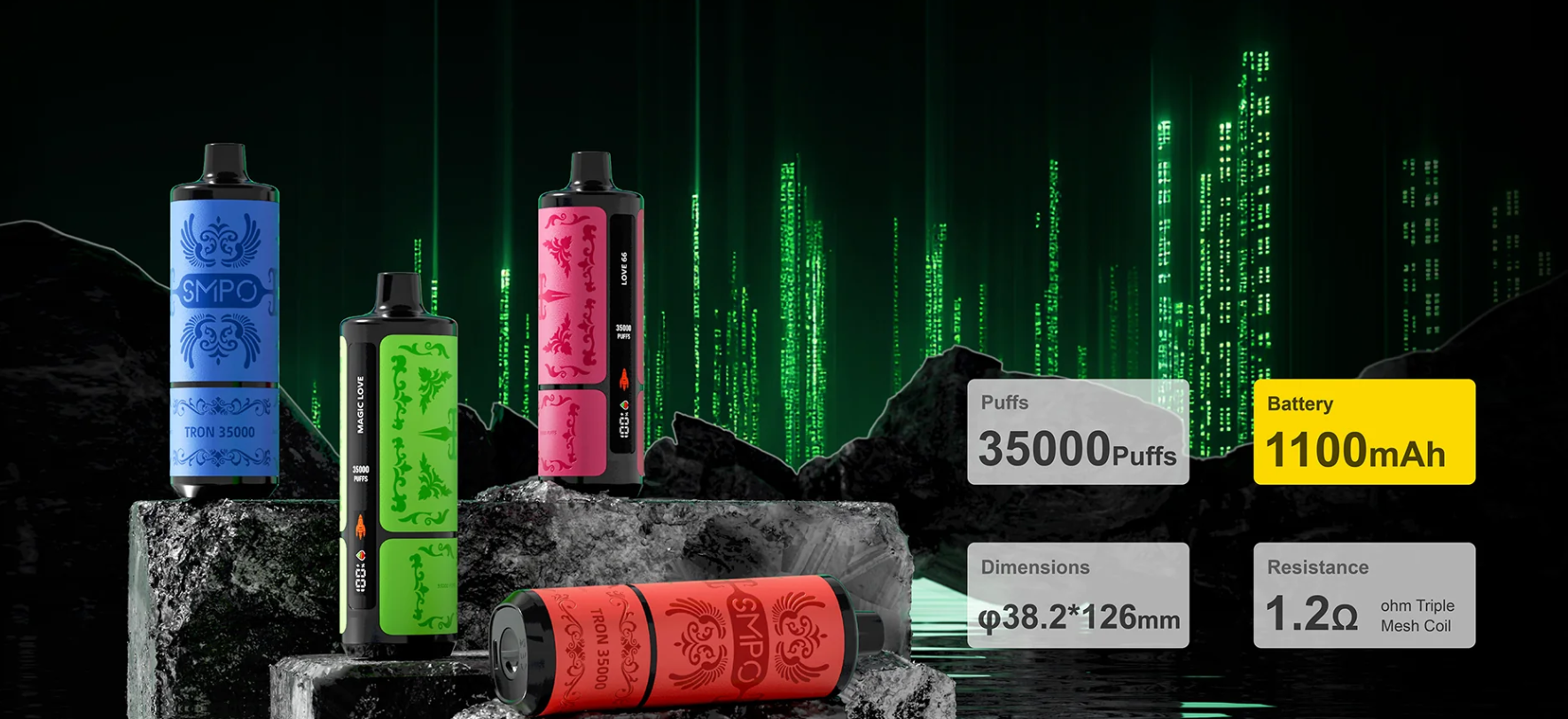  SMPO TRON35000 Rechargeable Disposable Kit 35000 Puffs  vpae005 vapeing vape