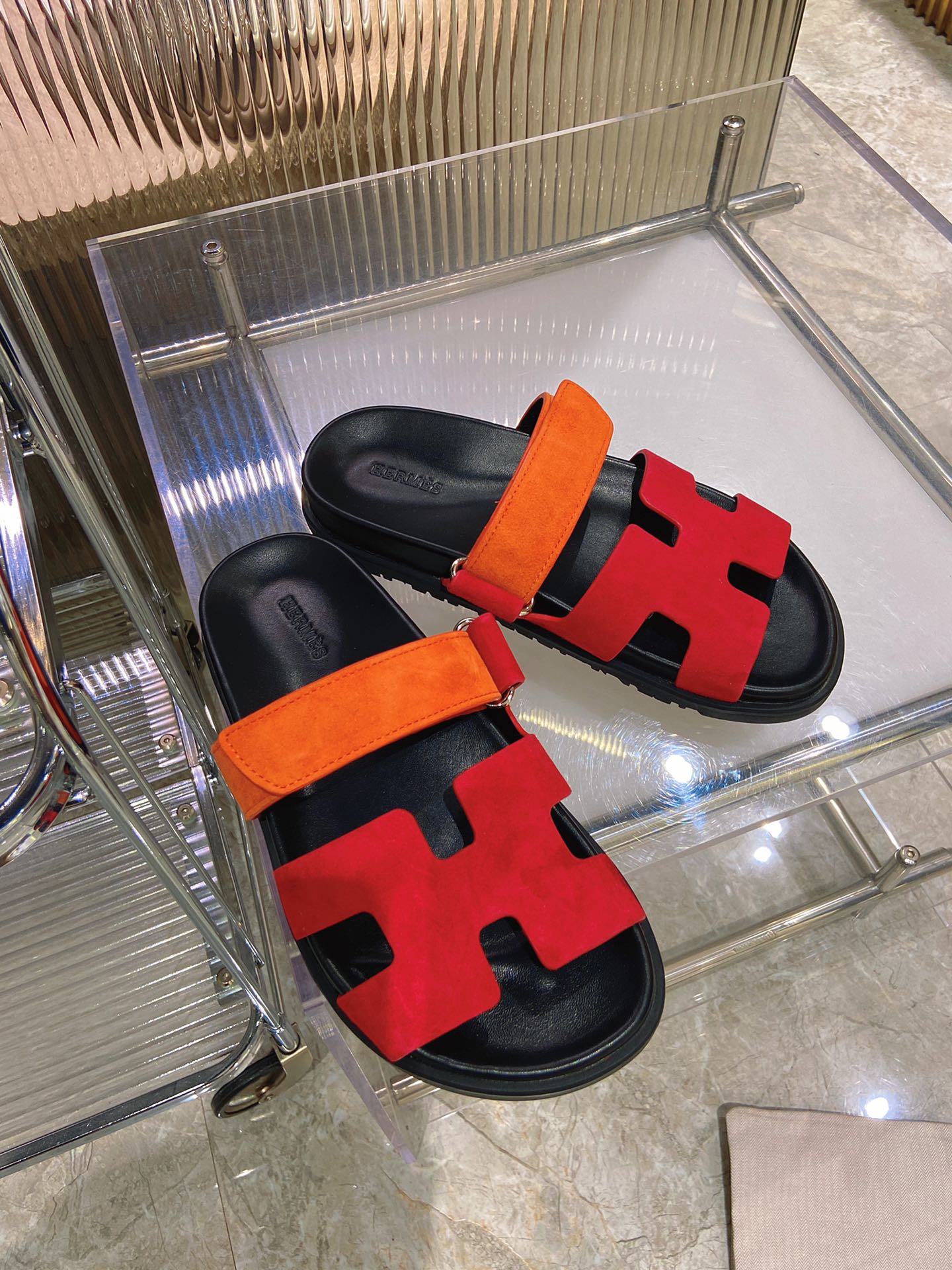 CHYPRE SANDAL RED MIX ORANGE SUEDE、mysite、Cacoeks