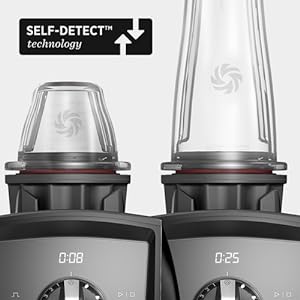 self-detect technology allows the container to be recognized by the machine and adjust blending time