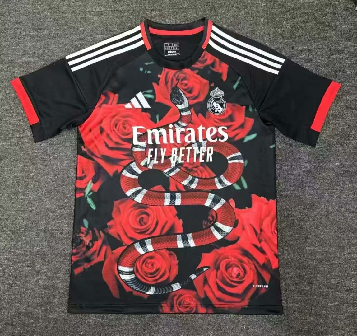 2025/2026 Real Madrid Red Rose Special Edition Football Shirt1:1 Thai Quality:football jersey mysite: unitedjerseyfootball 邓江浪:football