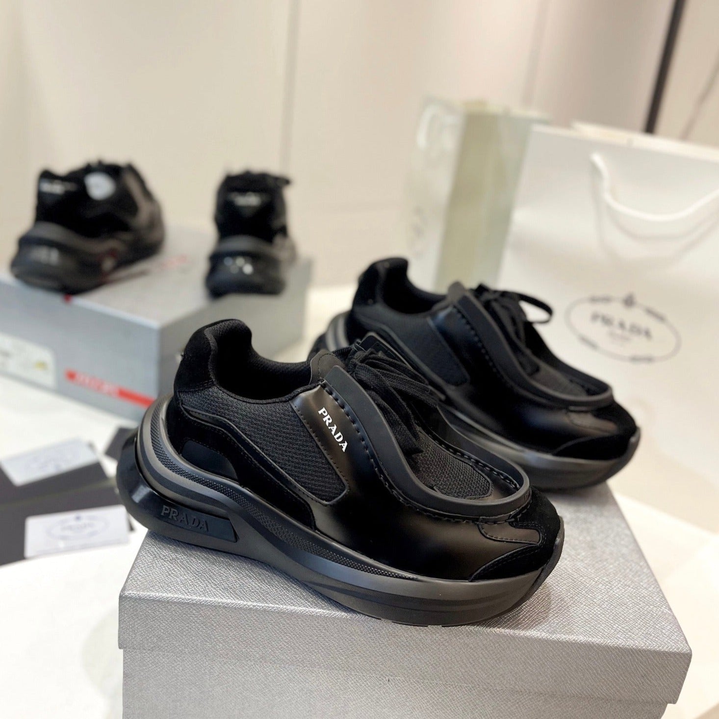 PRA SYSTEME BRUSHED SNEAKERS BLACK CALFSKIN、mysite、Cacoeks