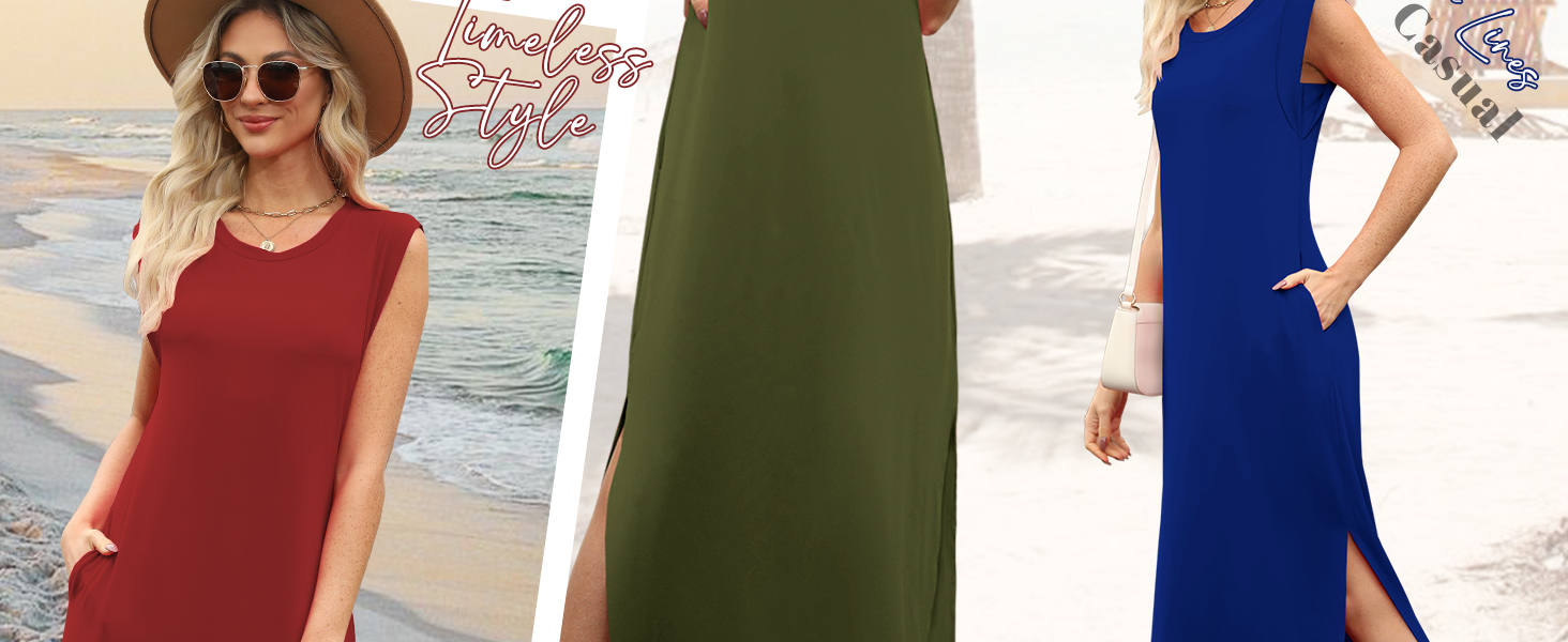 Spring Dresses for Women 2025 Summer Beach Vacation Clothes Fashion Maxi Sundress Casual Outfits