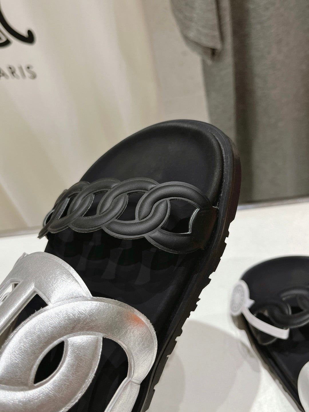 EXTRA SANDAL PASTEL BLACK MIX SILVER CALFSKIN、mysite、Cacoeks